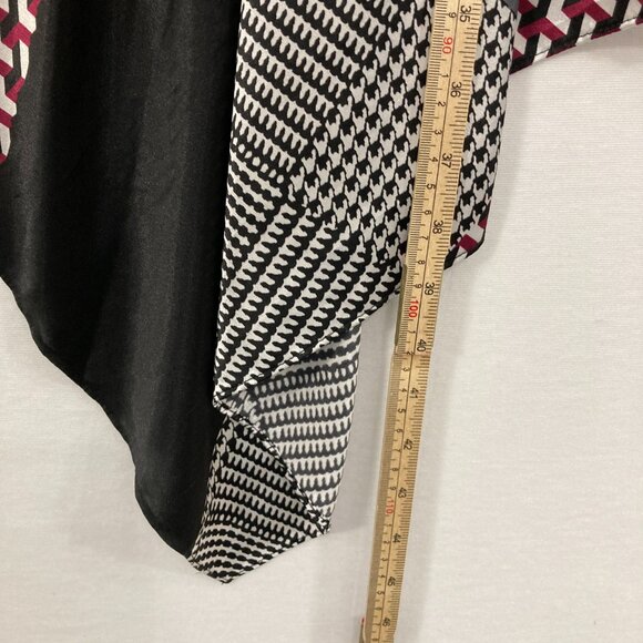 Alfani size 3X Black Multi Abstract Artsy Asymmetric Stretch Knit Top - Picture 6 of 11